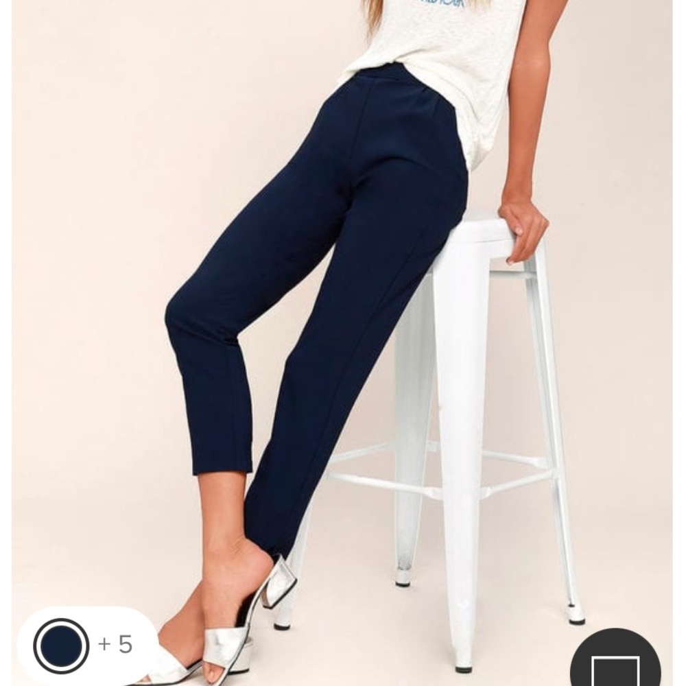 Lulus Kick It Navy Blue High-Wasted Trouser Pants